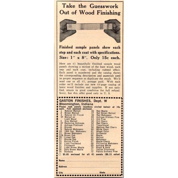 Gaston Finishes Wood Finishing Bloomington IN 1962 Ad SAH2-H1 - Picture 1 of 2